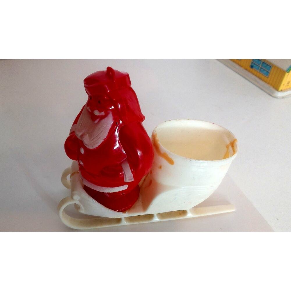 Vintage Christmas Rosen Rosbro Santa Claus White Sleigh Candy Container Figure